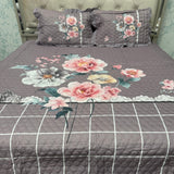 SUMMER DIGITAL PRINT KING SIZE QUILTED BEDCOVER WITH FRILL