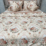 SUMER KING SIZE GLALCE COTTON 6 PCS REVERSIBLE COMFORTER SET WITH SUPER KING SIZE BEDHSEET