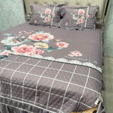SUMMER DIGITAL PRINT KING SIZE QUILTED BEDCOVER WITH FRILL