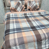 SUMMER KING SIZE GLACE COTTON 6 PCS REVERSIBLE COMFORTER SET WITH SUPER KING SIZE BEDSHEET