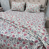 JAIPURI PRINTS PURE COTTON VINTAGE FLORAL COMFORTER SET – KING TO SUPER KING
