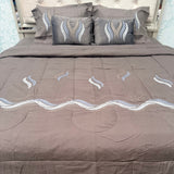 SUMMER DESINER KING SIZE COMFORTER SET WITH EMBROIDERY AND VELVET CUSIONS