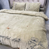 LUXURY KING SIZE VELVET QUILT SET 4 PIECE – PREMIUM WARM SOFT DESIGNER BEDDING SET (AUSTRALIAN FIT)