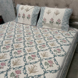 SUMMER JAIPURI STYLE MUL MUL SOFT COTTON QUILTED KING SIZE PURE SOFT COTTON BEDCOVER IN BLOCK PRINT