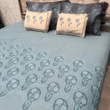 SUMMER PURE COTTON SUPER KING SIZE 5 PCS BEDSHEET SET WITH 2 VELVET CUSIONS