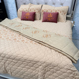 DESIGNER LUXURY 6-PIECE QUILTED BEDCOVER SET – QUEEN TO KING SIZE WITH EMBROIDERED COMFORTER & VELVET CUSHIONS