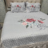 SUMMER DIGITAL PRINT KING SIZE QUILTED BEDCOVER WITH FRILL