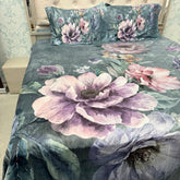 ROYAL WINTER DIGITAL PRINT KING SIZE FLAT BEDSHEET SET – 3 PCS ANTI-SKID BEDDING