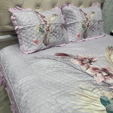 SUMMER DIGITAL PRINT KING SIZE QUILTED BEDCOVER WITH FRILL