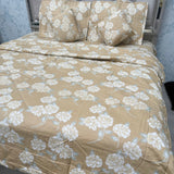 SUMMER QUEEN SIZE 6 PCS PURE COTTON COMFORTER SET WITH QUILTED PILLOW COVERS AND 2 CUSIONS