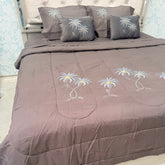 SUMMER DESINER KING SIZE COMFORTER SET WITH EMBROIDERY AND VELVET CUSIONS