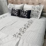 DESIGNER LUXURY 6-PIECE QUILTED BEDCOVER SET – QUEEN TO KING SIZE WITH EMBROIDERED COMFORTER & VELVET CUSHIONS