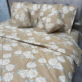 SUMMER QUEEN SIZE 6 PCS PURE COTTON COMFORTER SET WITH QUILTED PILLOW COVERS AND 2 CUSIONS