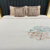 DESINER 6 PCS EMBROIDERED KING SIZE COMFORTER SET WITH SUPER KING SIZE PLIAN FLAT BEDSHEET