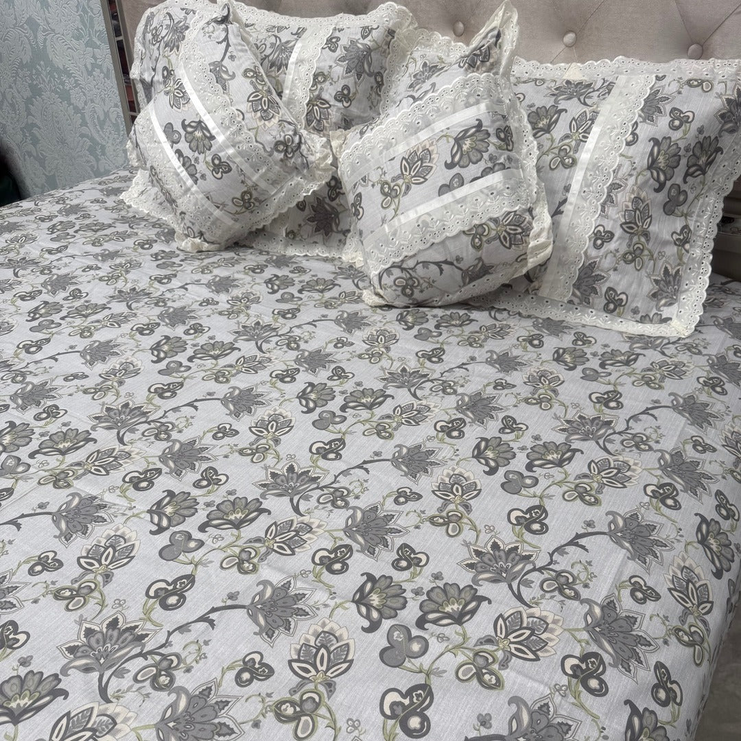 SUMMER PURE COTTON SUPER KING SIZE 5 PCS BEDSHEET SET