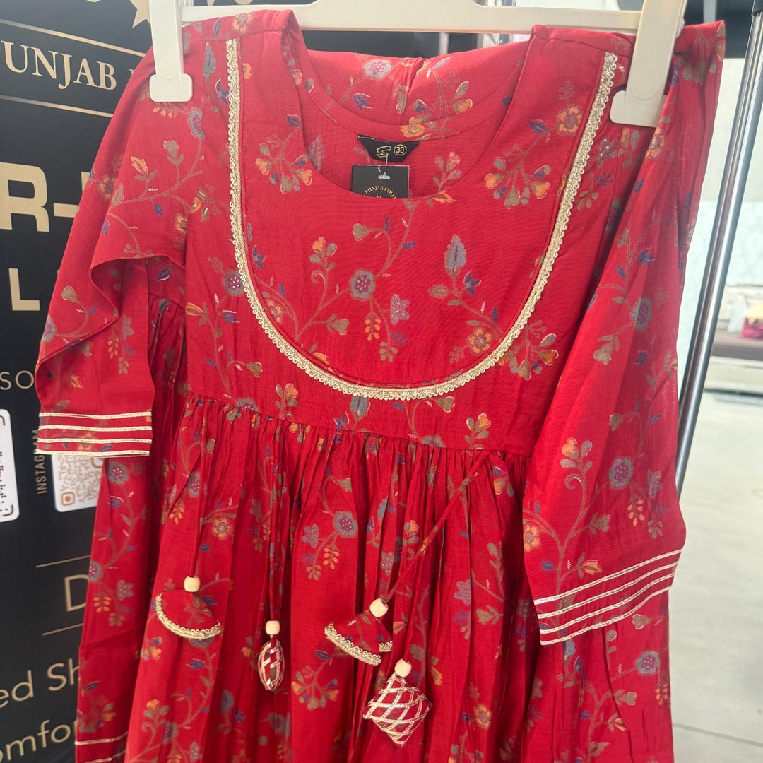 GIRLS PURE COTTON JAIPURI STYLE SUIT SIZE 30