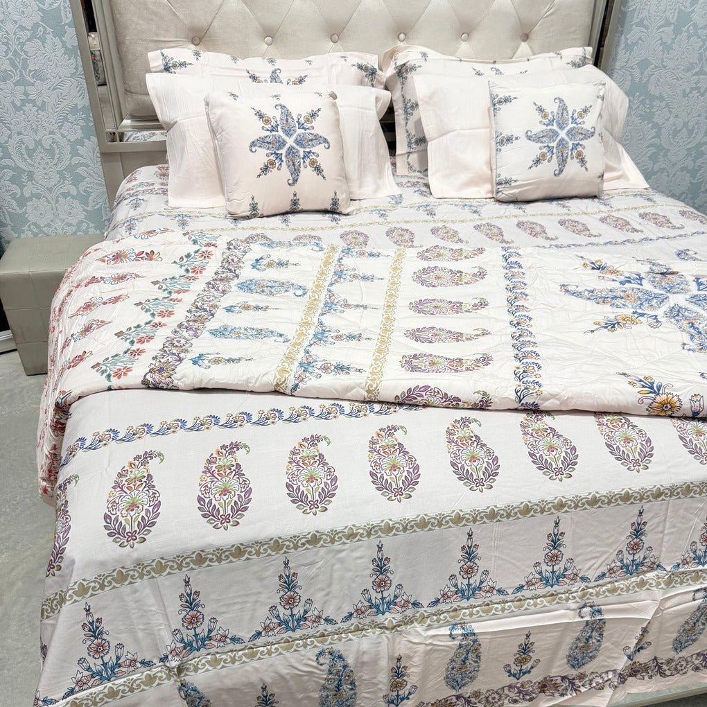 LUXURY JAIPURI 8-PIECE BAMBOO COTTON COMFORTER SET – SUPER KING SIZE