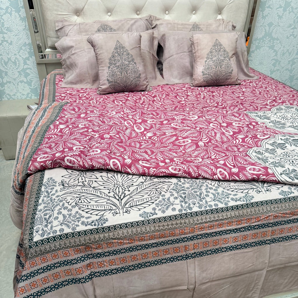 LUXURY JAIPURI 8-PIECE BAMBOO COTTON COMFORTER SET – SUPER KING SIZE