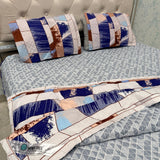 FULL REVERSIBLE SUMMER COMFORTER SET WITH BEDCOVER & 2 PILLOWCASES