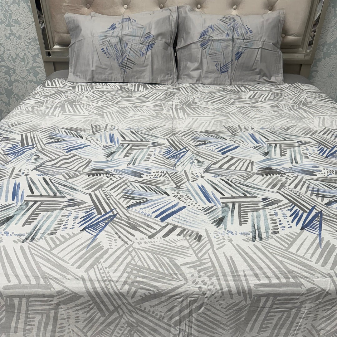 SUMMER PURE COTTON QUEEN SIZE FLAT BEDSHEET SET