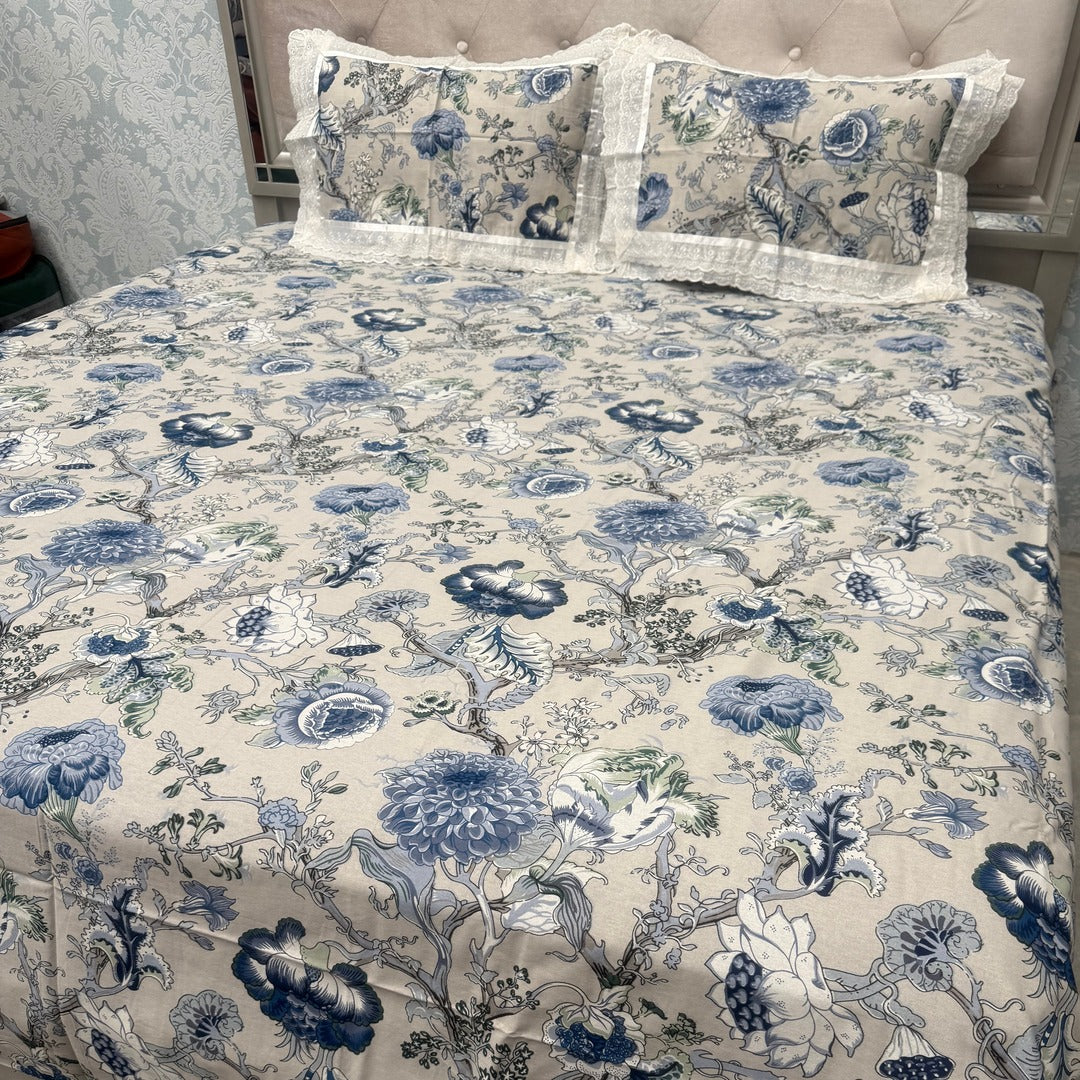 SUMMER JAIPURI STYLE PURE COTTON SUPER KING SIZE BEDSHEET SET