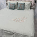 EMBROIDERED PURE COTTON 5 PCS BEDDING SET WOTH VELVET CUSIONS
