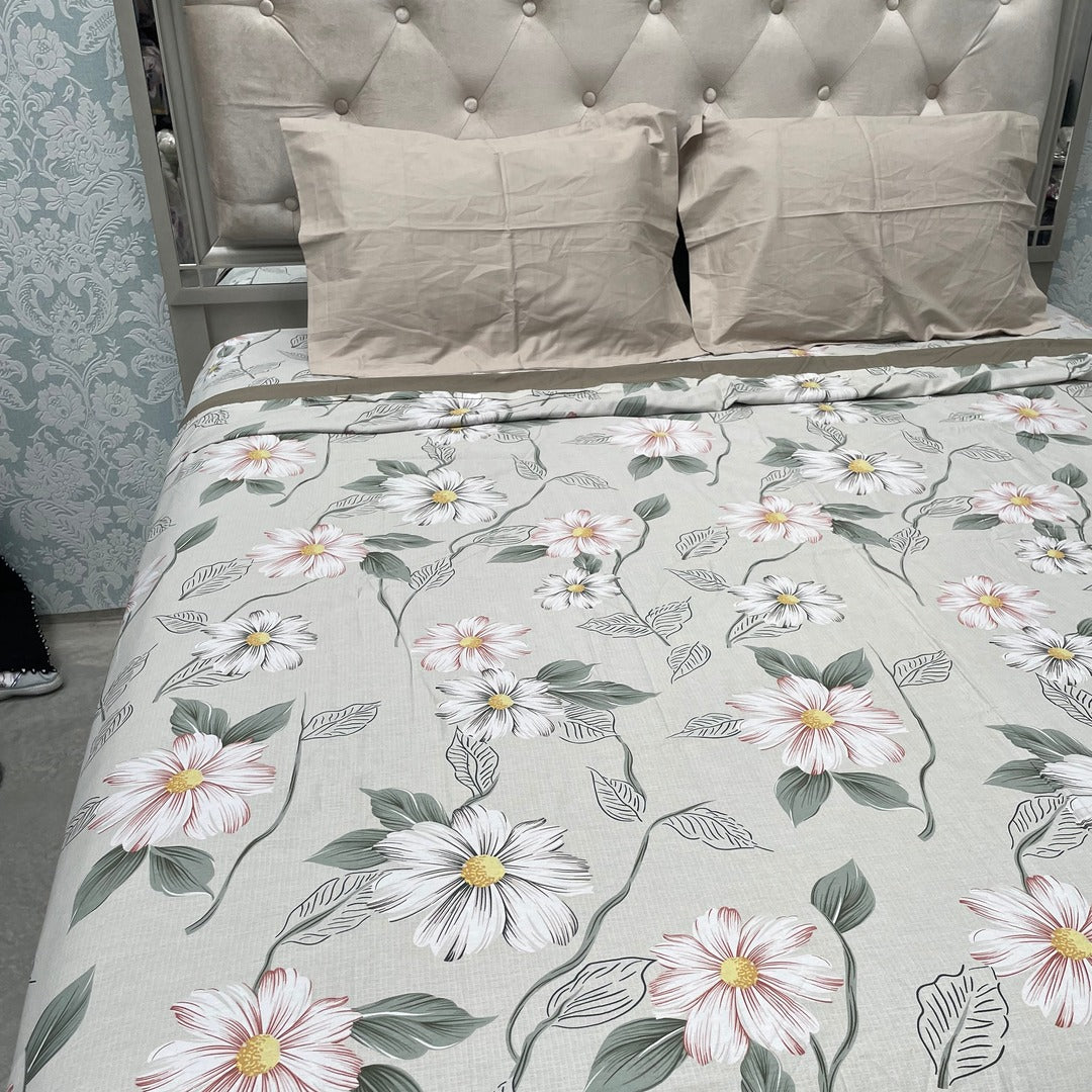 SUMMER PURE COTTON KING SIZE QUILT COVER SET IN 4 PCS