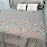 SUMMER DESINER ROYAL LOOK 6 PCS BEDCOVER SET WITH COMFORTER AND EMBROIDERY