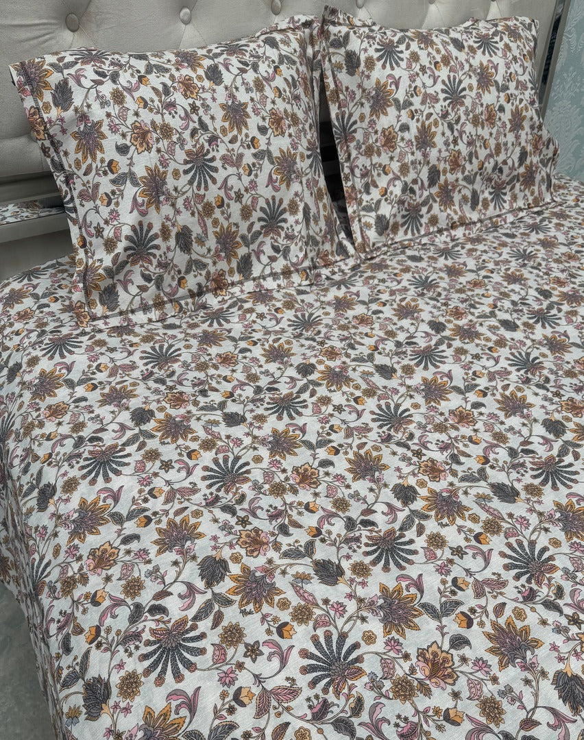 SUMMER PURE COTTON JAIPURI STYLE SUPER KING SIZE BEDHSEET SET