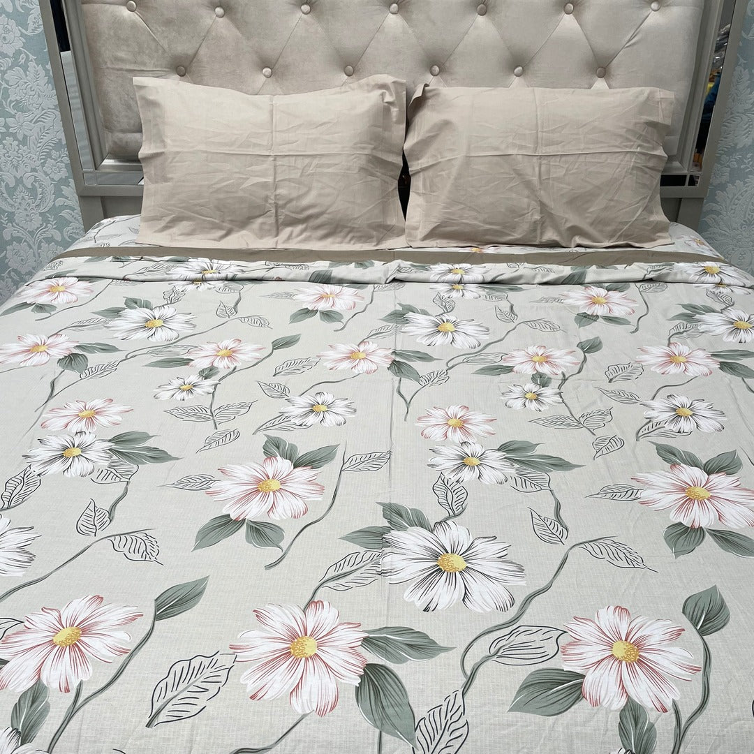 SUMMER PURE COTTON KING SIZE QUILT COVER SET IN 4 PCS