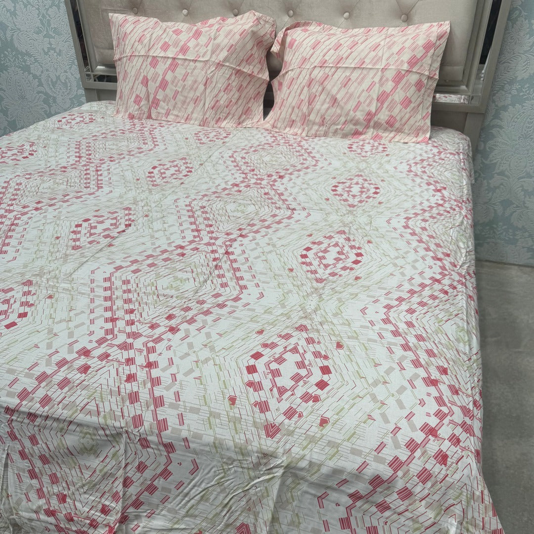 SUMMER QUEEN SIZE PURE COTTON FLAT BEDSHEET SET