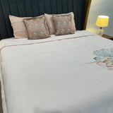 DESINER 6 PCS EMBROIDERED KING SIZE COMFORTER SET WITH SUPER KING SIZE PLIAN FLAT BEDSHEET