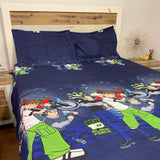 KIDS GLACÉ COTTON CARTOON PRINT BEDSHEET