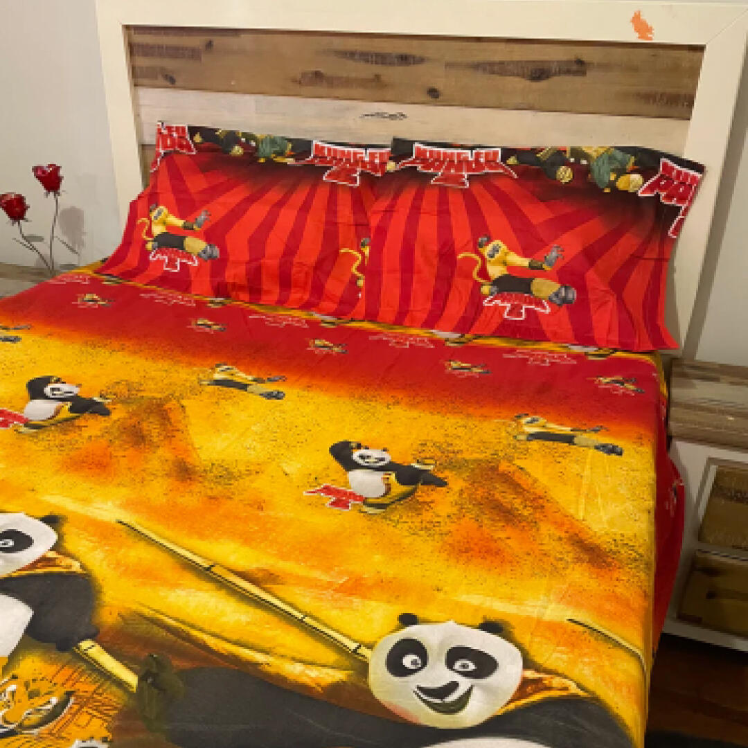 KIDS GLACÉ COTTON CARTOON PRINT BEDSHEET