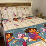 KIDS GLACÉ COTTON CARTOON PRINT BEDSHEET