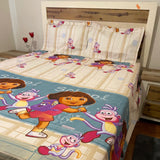 KIDS GLACÉ COTTON CARTOON PRINT BEDSHEET