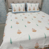 SUMMER JAIPURI STYLE MUL MUL SOFT COTTON QUILTED KING SIZE PURE SOFT COTTON BEDCOVER IN BLOCK PRINT