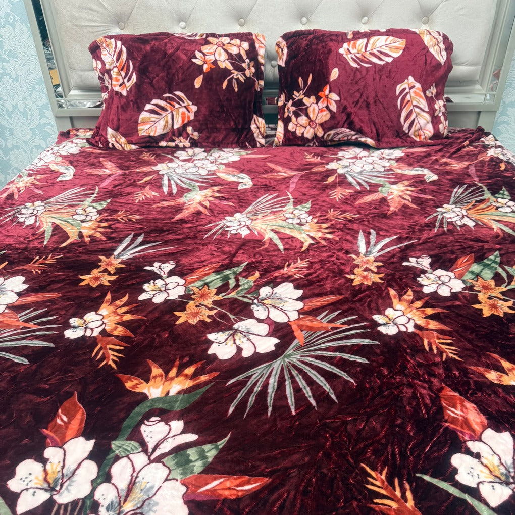 LUXURY QUEEN SIZE THICK FITTED BEDSHEET BEDDING SET 3 PCS