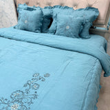 ROYAL LOOK KING SIZE TO SUPER KING SIZE 6 PCS BEDCOVER WITH FRILL AND EMBROIDERED COMFRTER
