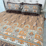 SUMMER QUEEN SIZE JACCARAD JAIPURI PRINT PURE COTTON BEDSHEET SET