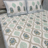 SUMMER JAIPURI STYLE MUL MUL SOFT COTTON QUILTED KING SIZE PURE SOFT COTTON BEDCOVER IN BLOCK PRINT