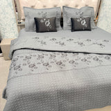DESIGNER LUXURY 6-PIECE QUILTED BEDCOVER SET – QUEEN TO KING SIZE WITH EMBROIDERED COMFORTER & VELVET CUSHIONS