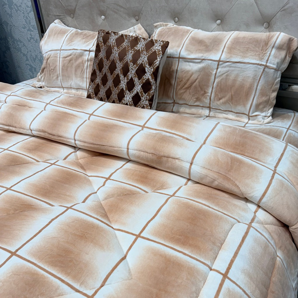 5- PIECE PREMIUM VELVET QUILT SET – SUPER KING SIZE LUXURY BEDDING
