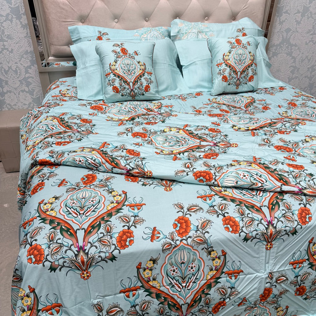 LUXURY JAIPURI 8-PIECE BAMBOO COTTON COMFORTER SET – SUPER KING SIZE
