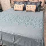 SUMMER PURE COTTON SUPER KING SIZE 5 PCS BEDSHEET SET WITH 2 VELVET CUSIONS