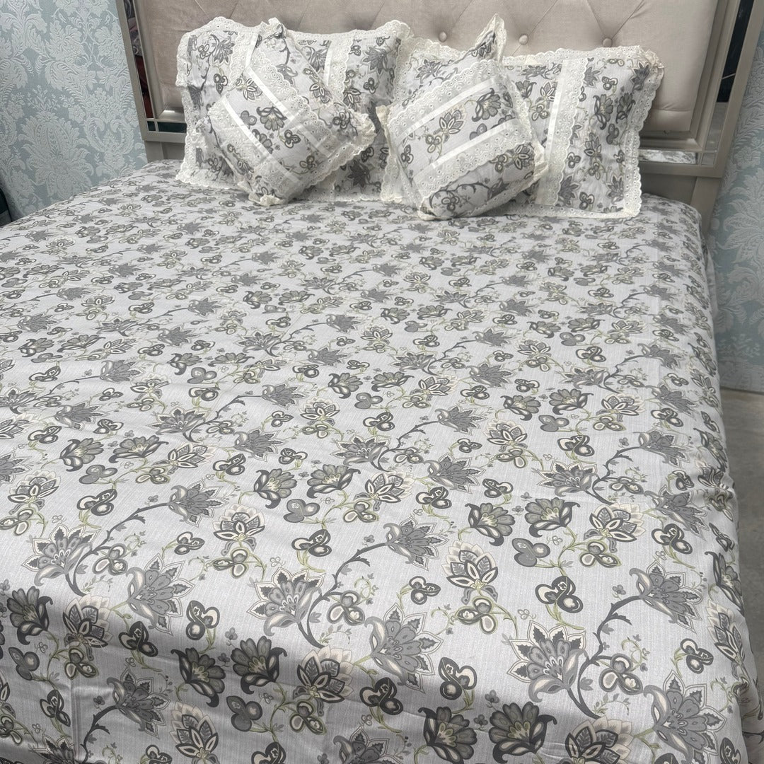 SUMMER PURE COTTON SUPER KING SIZE 5 PCS BEDSHEET SET