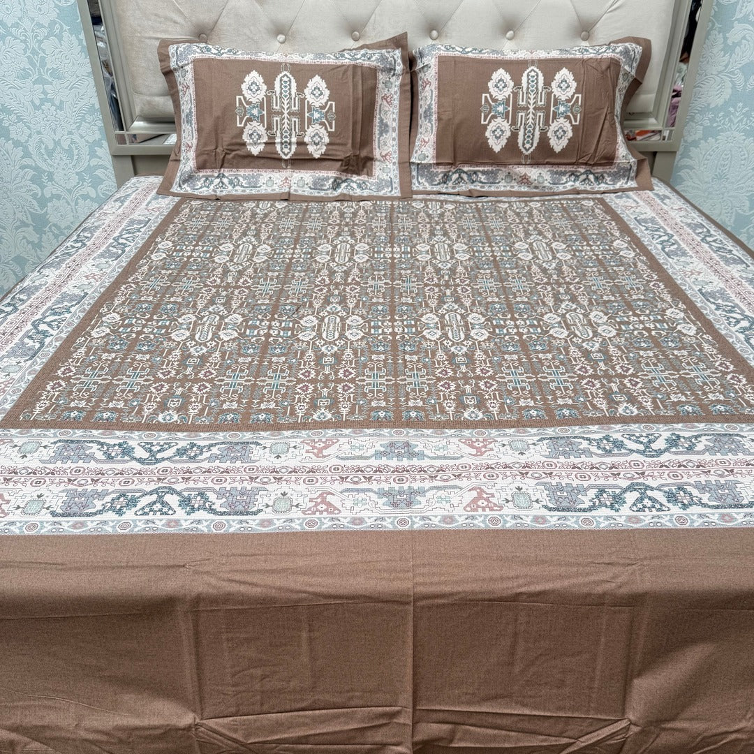 SUMMER DESINER PREMIUM SUPER KING SIZE BEDSHEET SET IN PURE COTTON