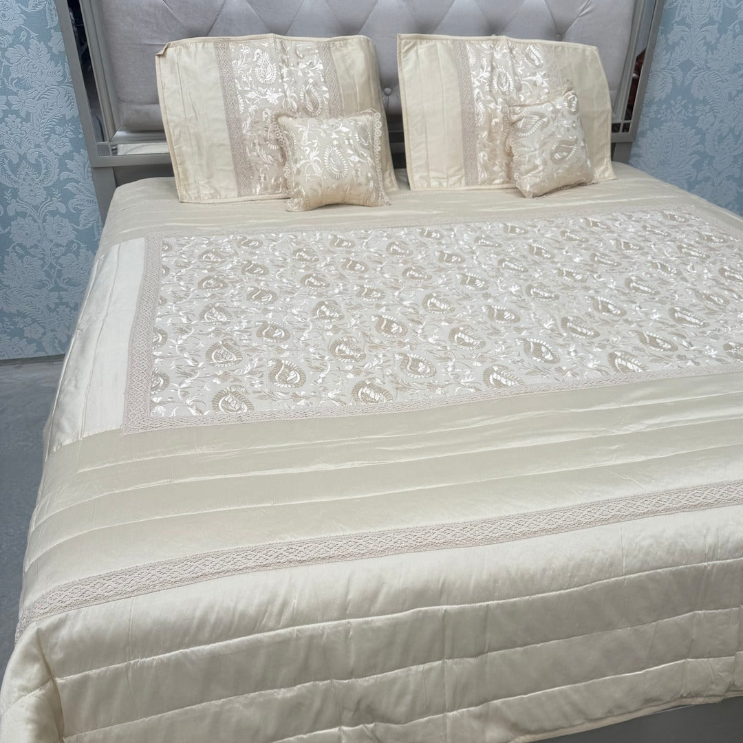 ROYAL LOOK KING SIZE 5 PCS SILK SATIL BEDCOVER SET