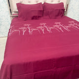 SUMMER MONTE CARLO SUPER KING SIZE GLACÉ COTTON BEDSHEET SET WITH EMBROIDERY