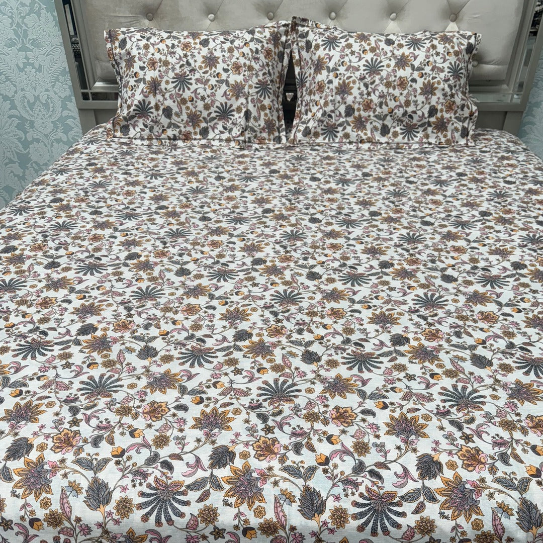 SUMMER PURE COTTON JAIPURI STYLE SUPER KING SIZE BEDHSEET SET